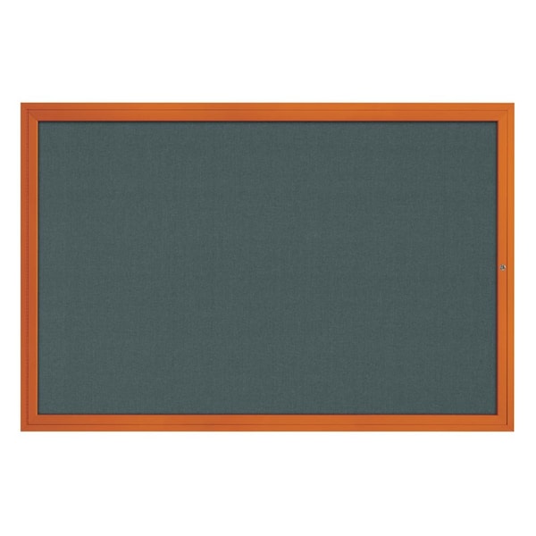 Hinge-less Radius Corkboard, 24"x36", Satin Alum Frame/Medium Grey